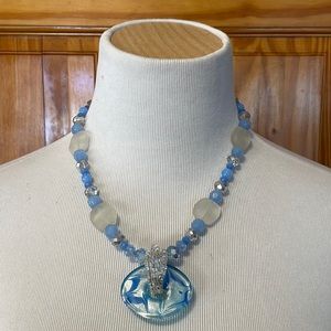 Blown glass pendant statement necklace